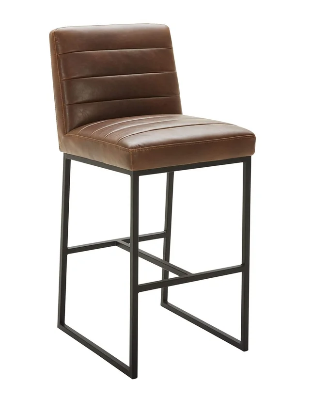 brown leather stool